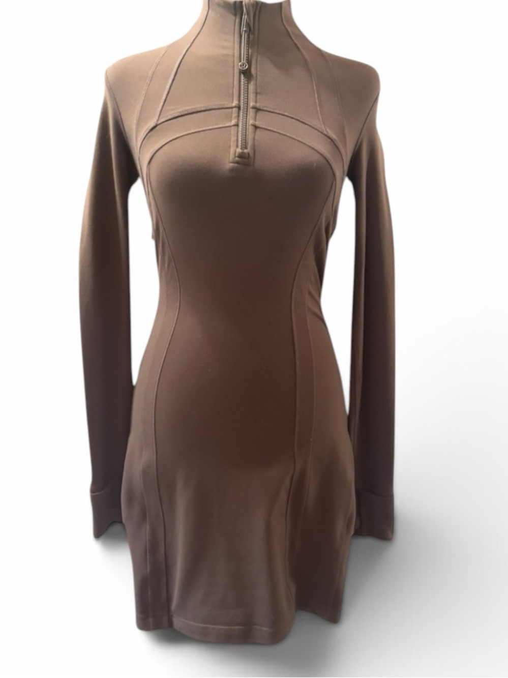 Lululemon Softstreme Long-Sleeve Half-Zip Dress Brown
 LongSleeve mock neck - Picture 10 of 10